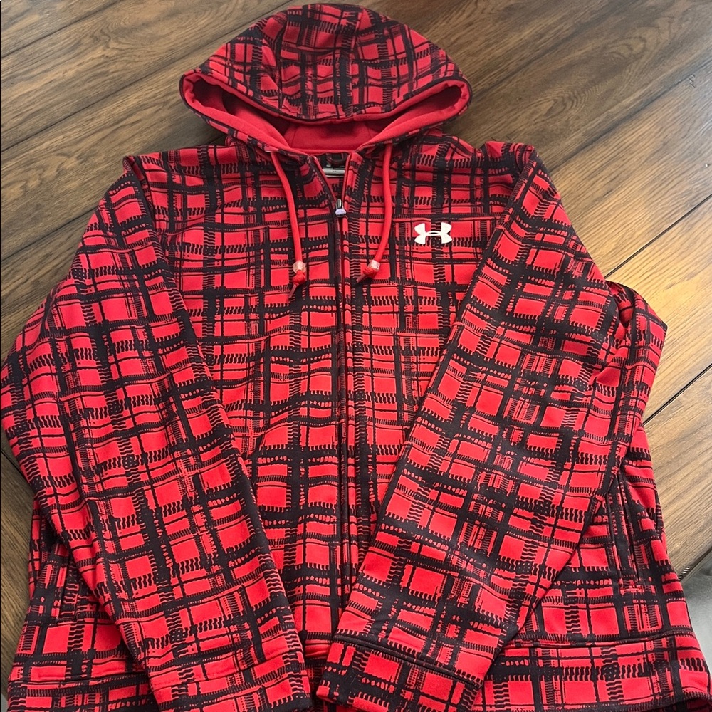 Under Armour Red and Black zip up Hoodie Jacket excellent condition
